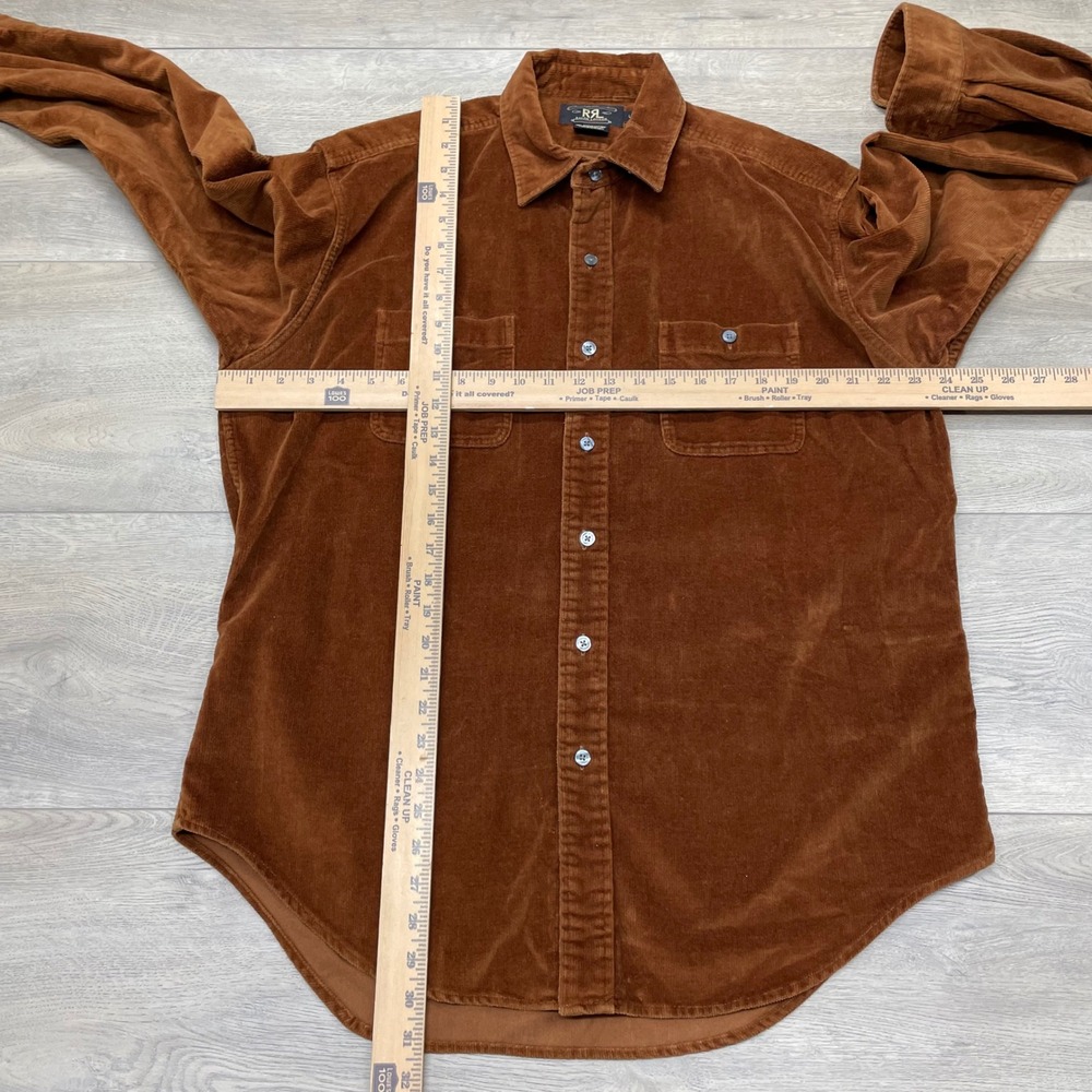 RRL Ralph Lauren Corduroy Shirt Mens L Brown Long Sleeve Button Down Workwear - Picture 3 of 7